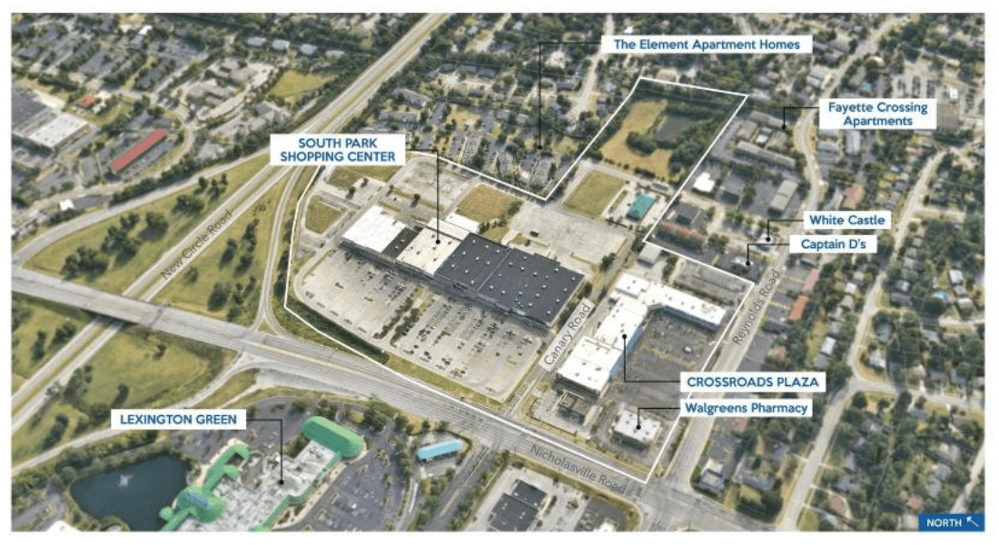 Satellite View of South Park Shopping Center Site